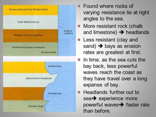 Formation of headlands and bays